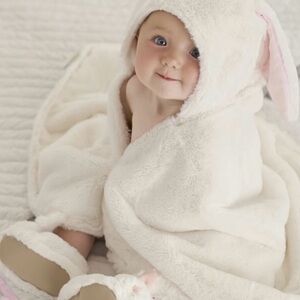Faux Fur Bunny Baby Hooded Towel